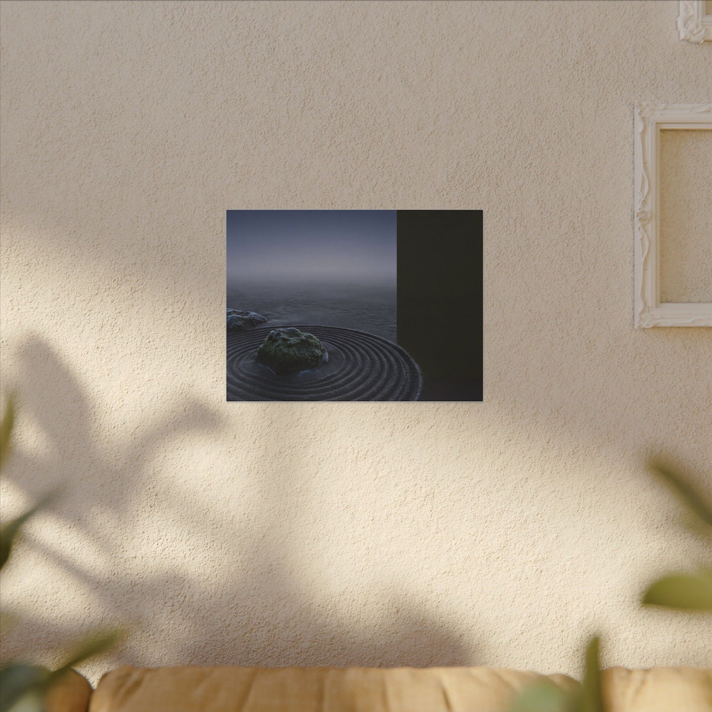Ma Rock Garden Canvas Art - Dark Japandi Moody Minimal