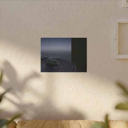 Ma Rock Garden Canvas Art - Dark Japandi Moody Minimal