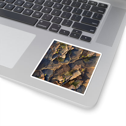 Cracked Earth Dark Texture Sticker | Moody Dark Japandi Art