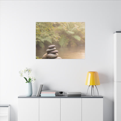 Cozy River Stones Canvas Art - Japanese Pattern Japandi