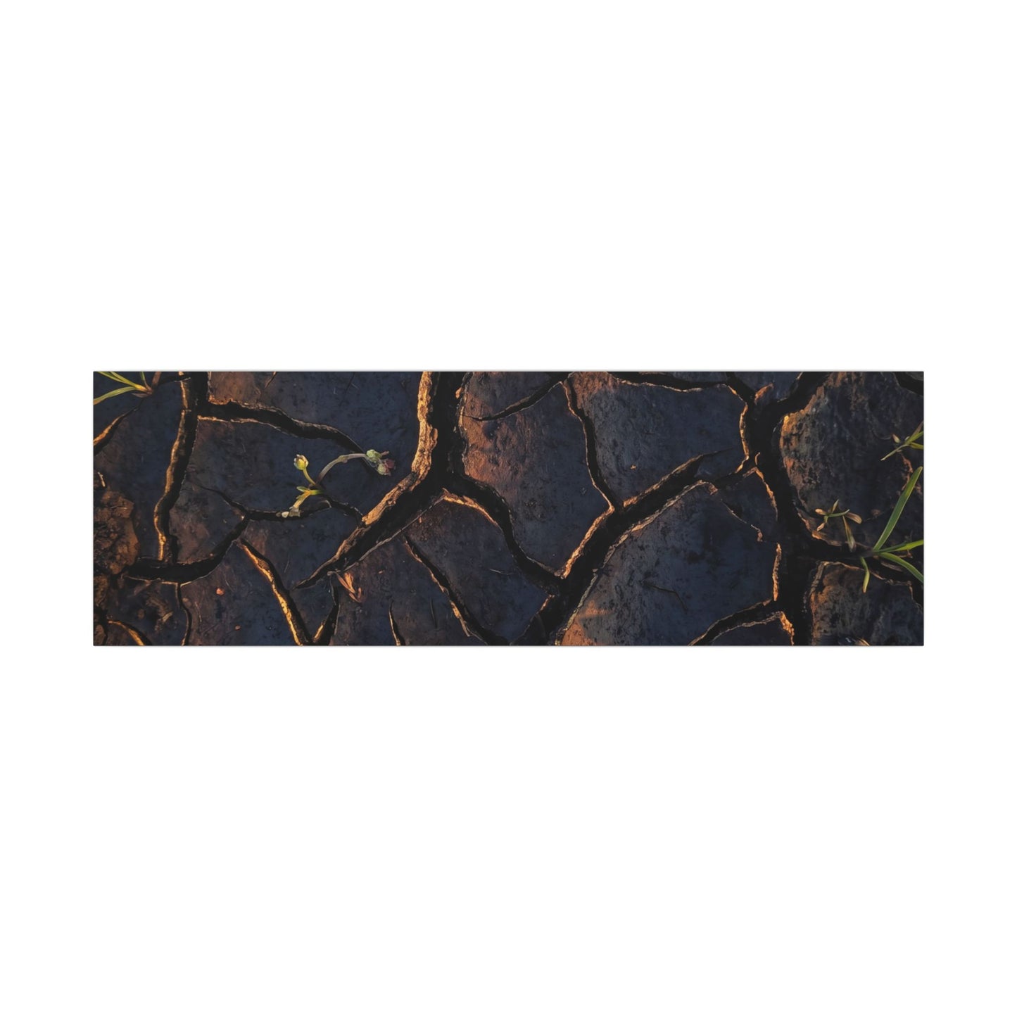 Cracked Earth Moody Minimal Canvas Art | Luxurious Dark Japandi Art