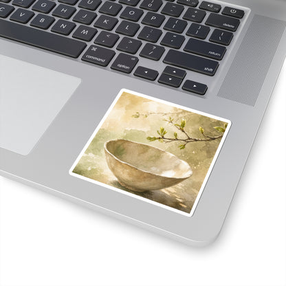 Ceramic Bowl Spring Sticker | Japandi Neutral Design