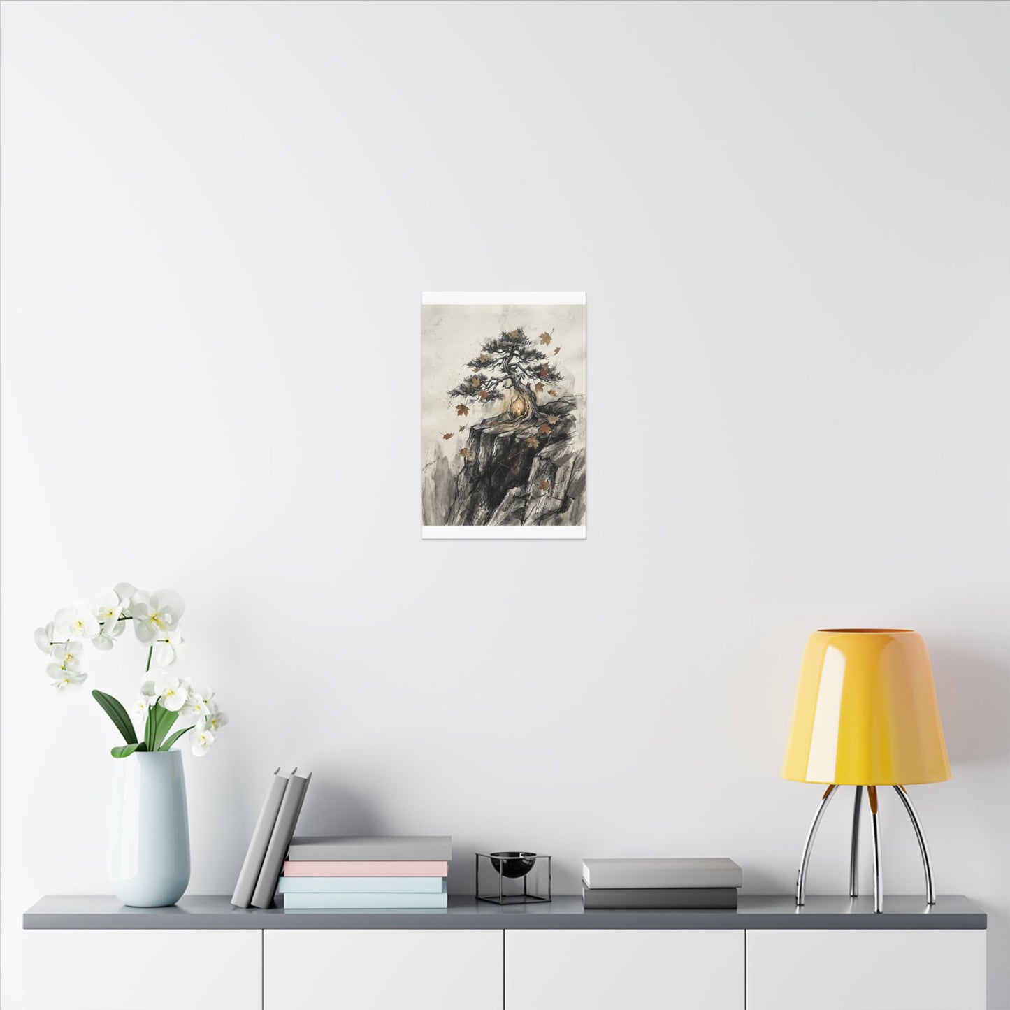 Pine Tree Autumn Canvas Art | Japandi Earthy Design