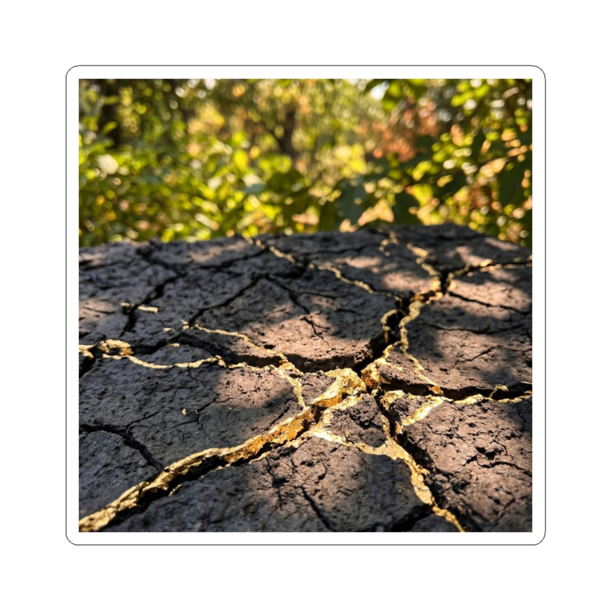Cracked Earth Sticker | Summer Kintsugi Gold Repair Art Art Print