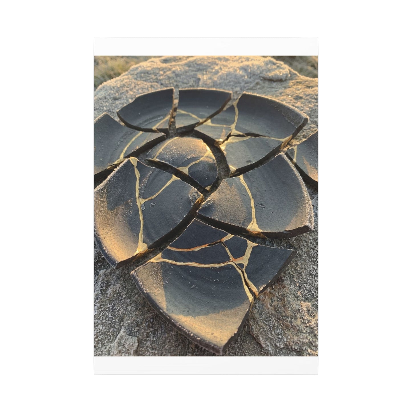 Broken Pottery Winter Canvas Art | Kintsugi Resilient Design
