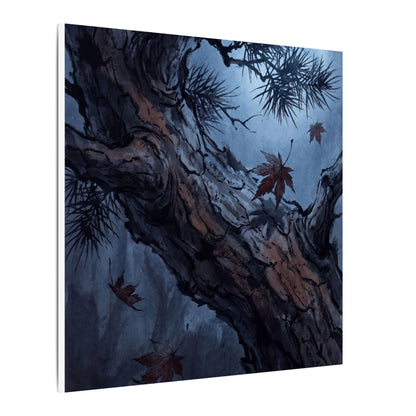 Atmospheric Pine Tree Canvas Art - Shadow Zen Dark Japandi
