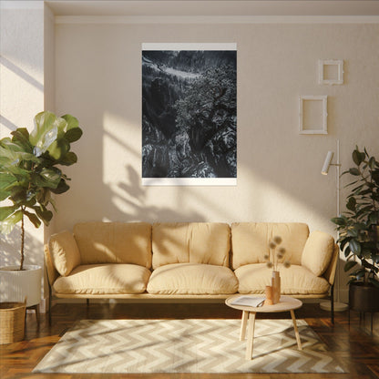Dark Japandi Pine Tree in Dappled | Dark Texture Canvas Art