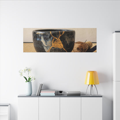 Kanso Tea Ceremony Canvas Art - Kintsugi Gold Vein