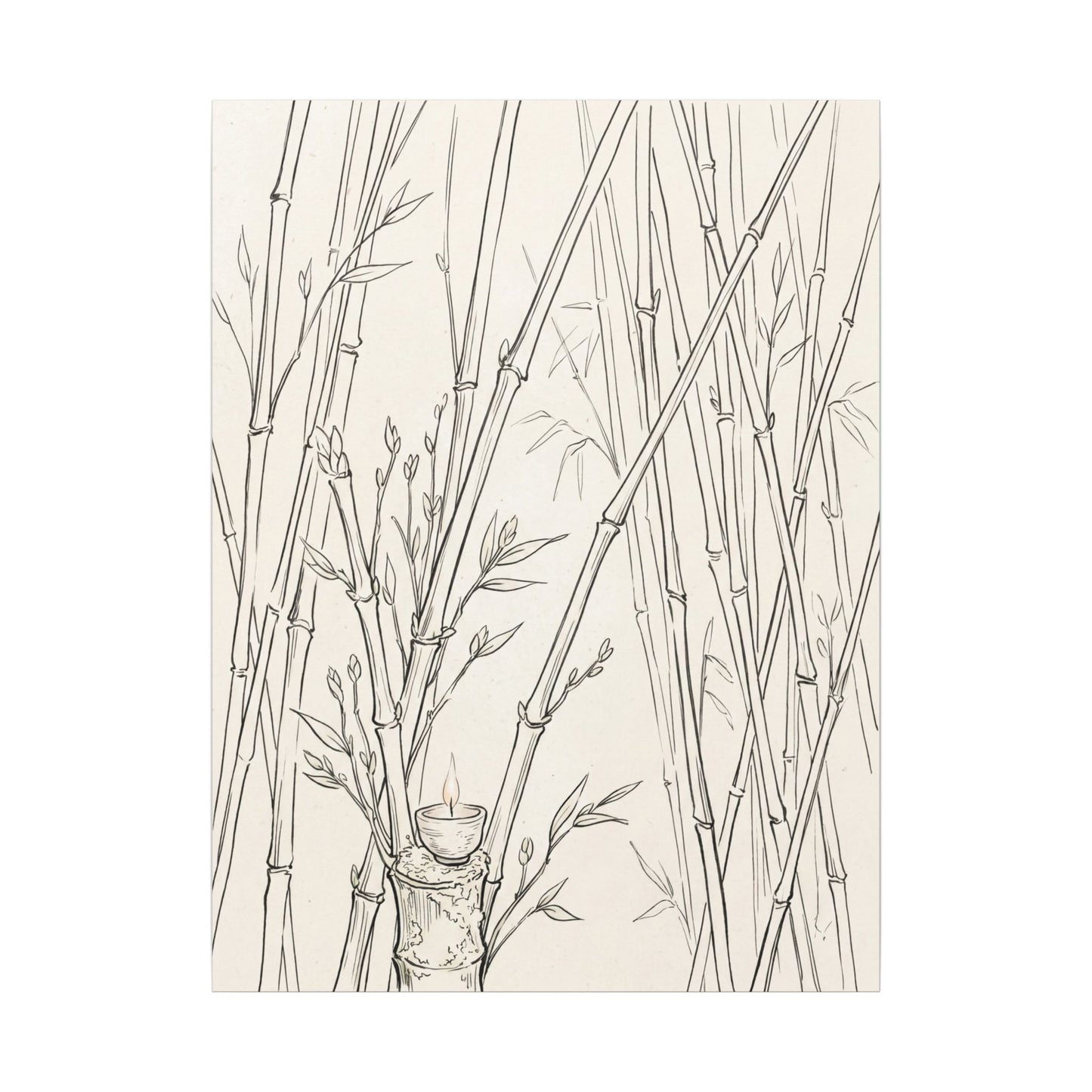 Candlelight Bamboo Grove Canvas Art - Japandi Fukinsei