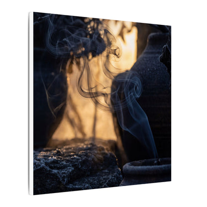 Incense Smoke Canvas Art | Winter Dark Japandi Shadow Zen Art