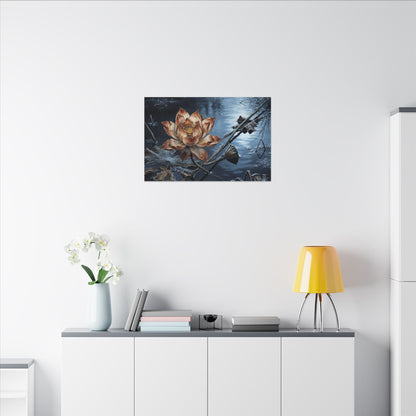 Winter Lotus Flower Broken Beauty Canvas Art | Healing Decor