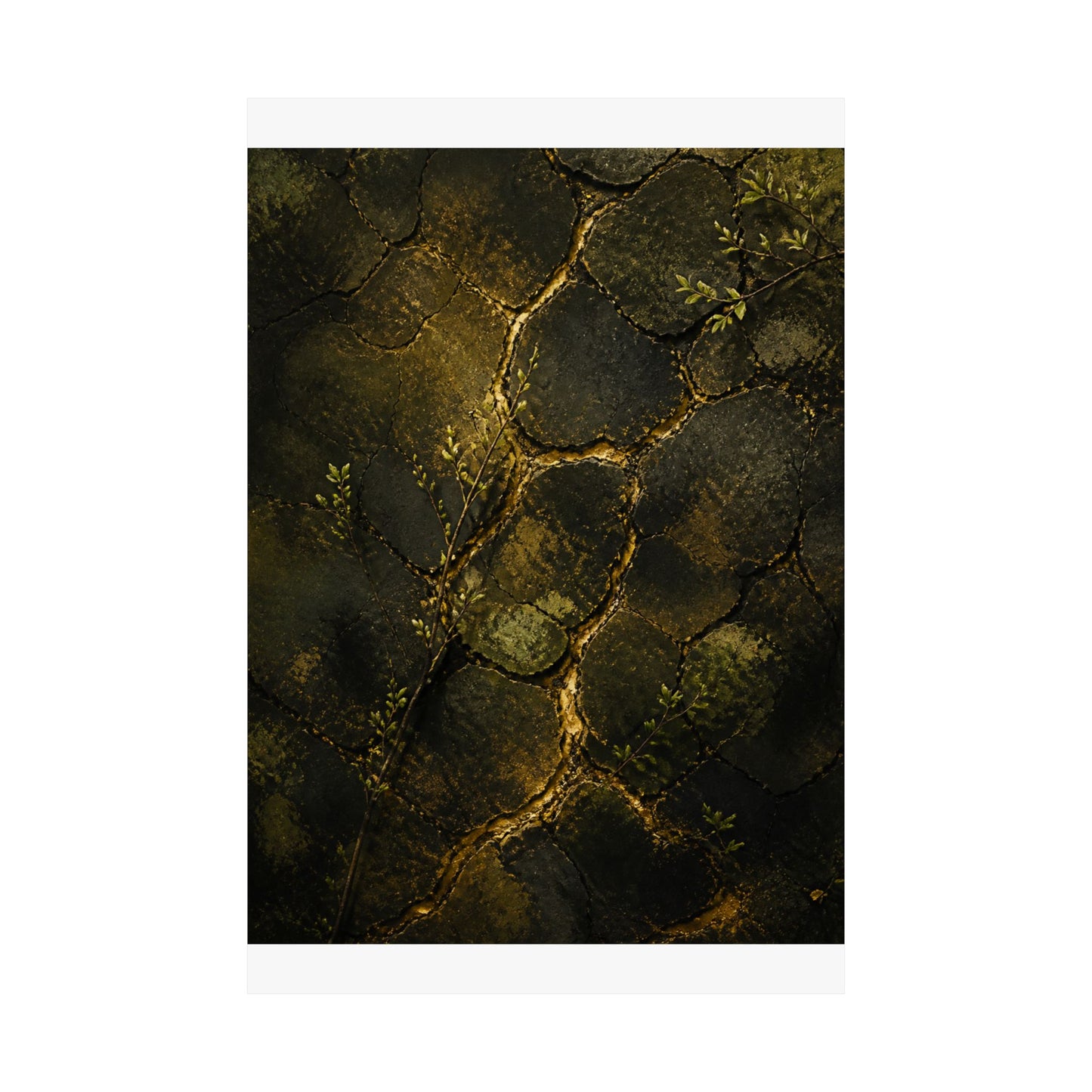 Cracked Earth Dark Texture Wall Art Print | Sophisticated Dark Japandi Art