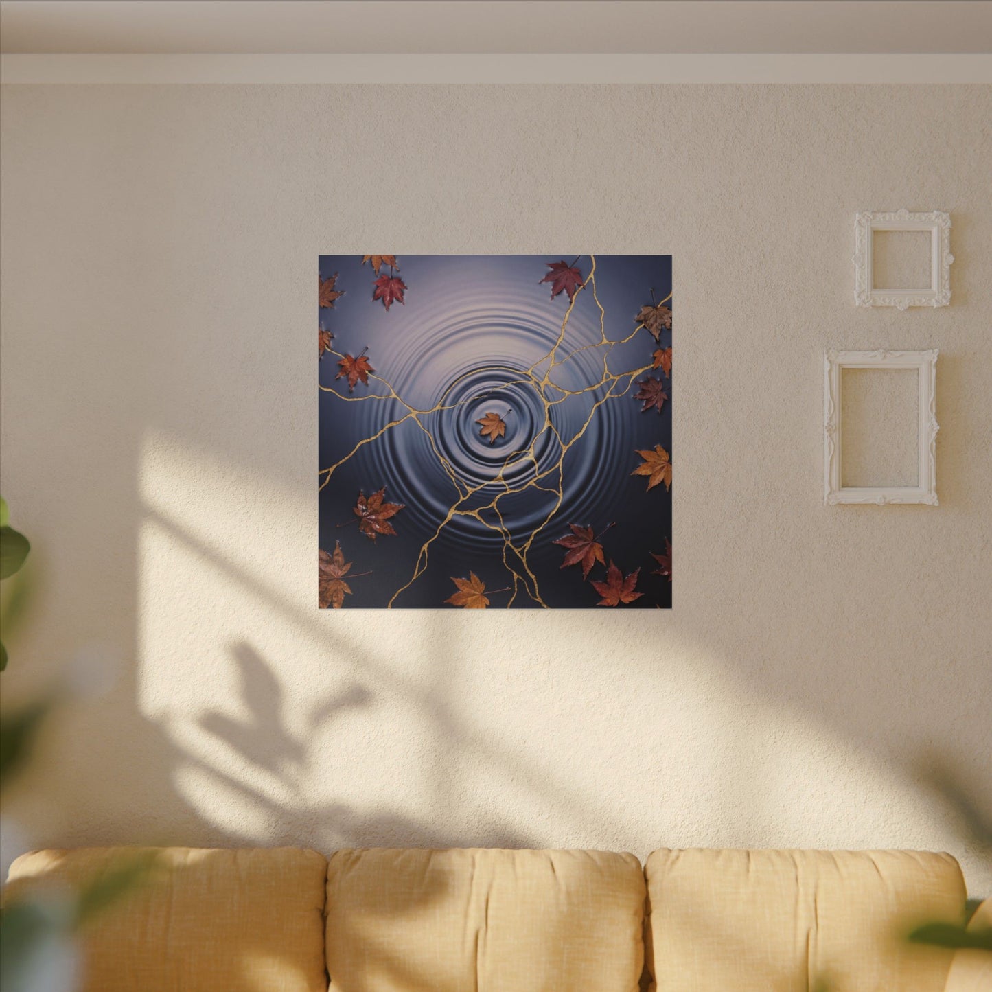 Kintsugi Water Ripple in Dawn | Gold Vein Canvas Art