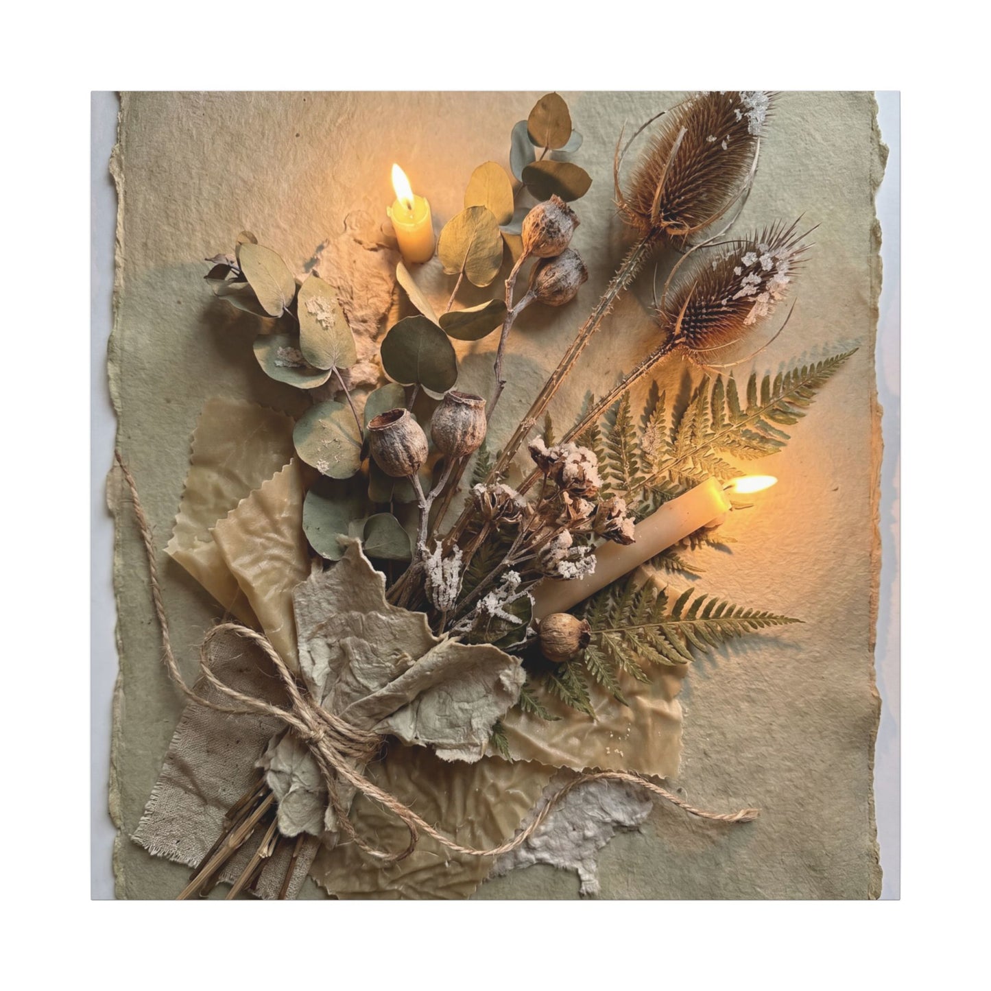 Dried Flowers Texture Canvas Art | Warm Japandi Art
