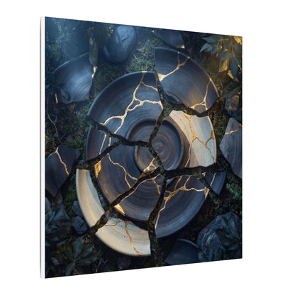 Resilient Broken Pottery Canvas Art - Gold Vein Kintsugi