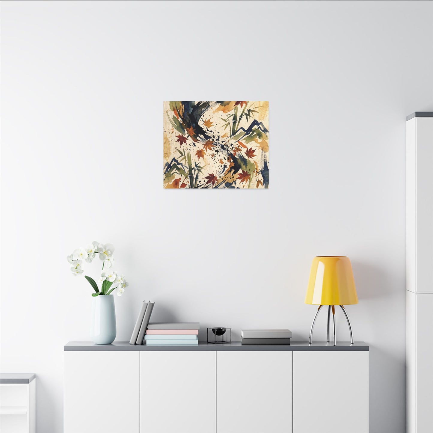 Golden Hour Ink Brushstroke Canvas Art - Zen Shibui