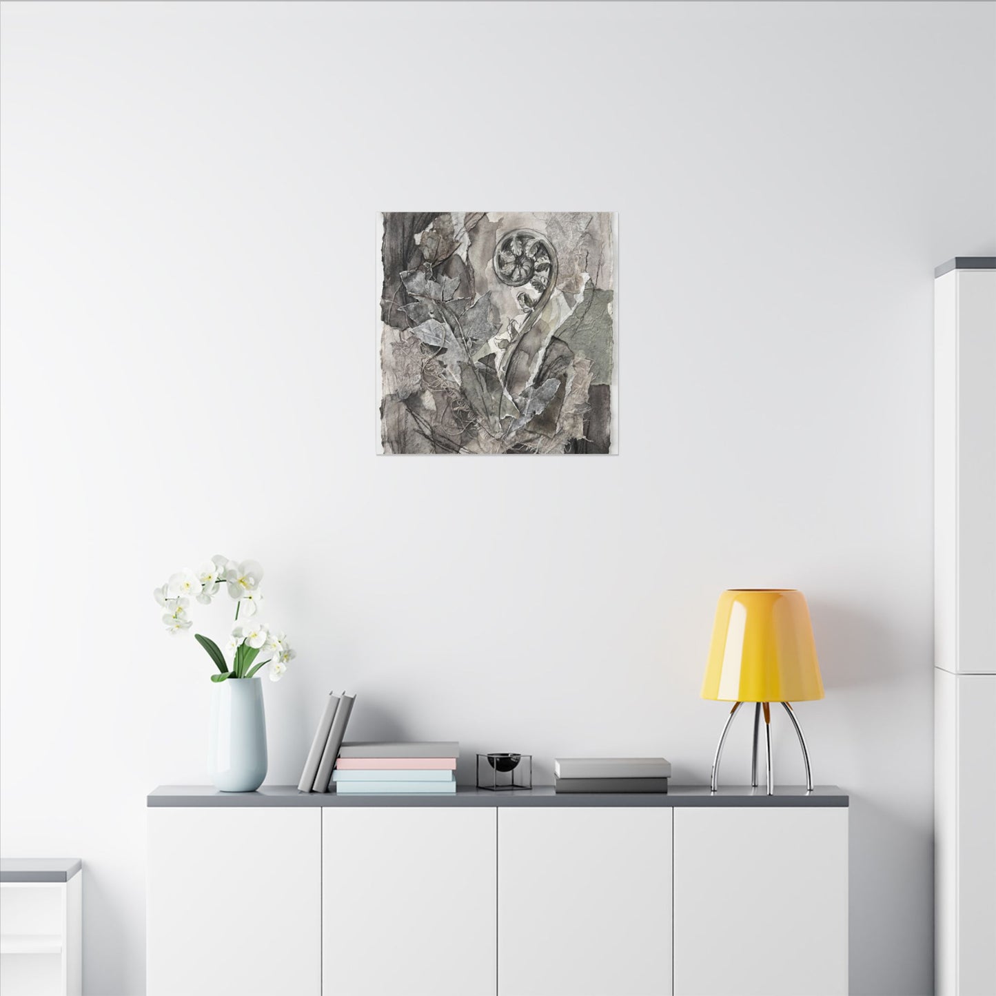 Japandi Fern Unfurling in Overcast | Texture Canvas Art