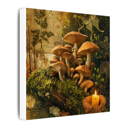 Spring Wild Mushrooms Herbarium Canvas Art | Earthy Decor