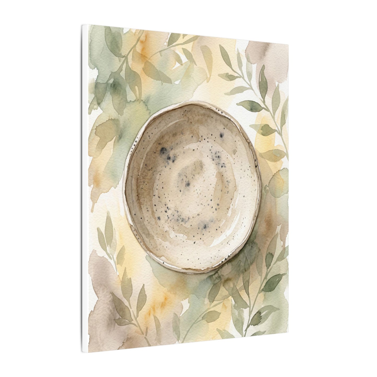 Ceramic Bowl Watercolor Canvas Art | Warm Japandi Art
