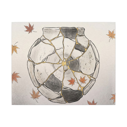 Japandi Broken Pottery in Dawn | Minimal Line Canvas Art