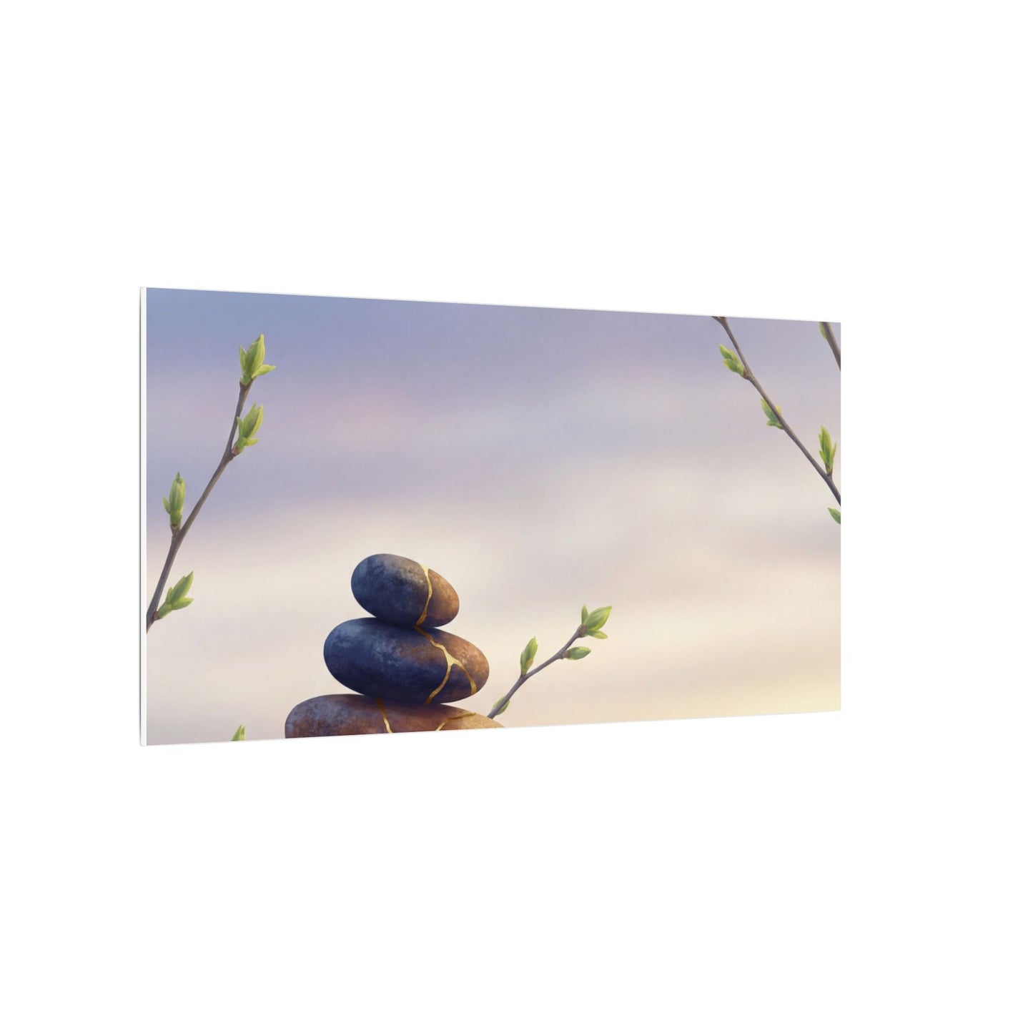 Spring River Stones Gold Vein Canvas Art | Philosophical Decor