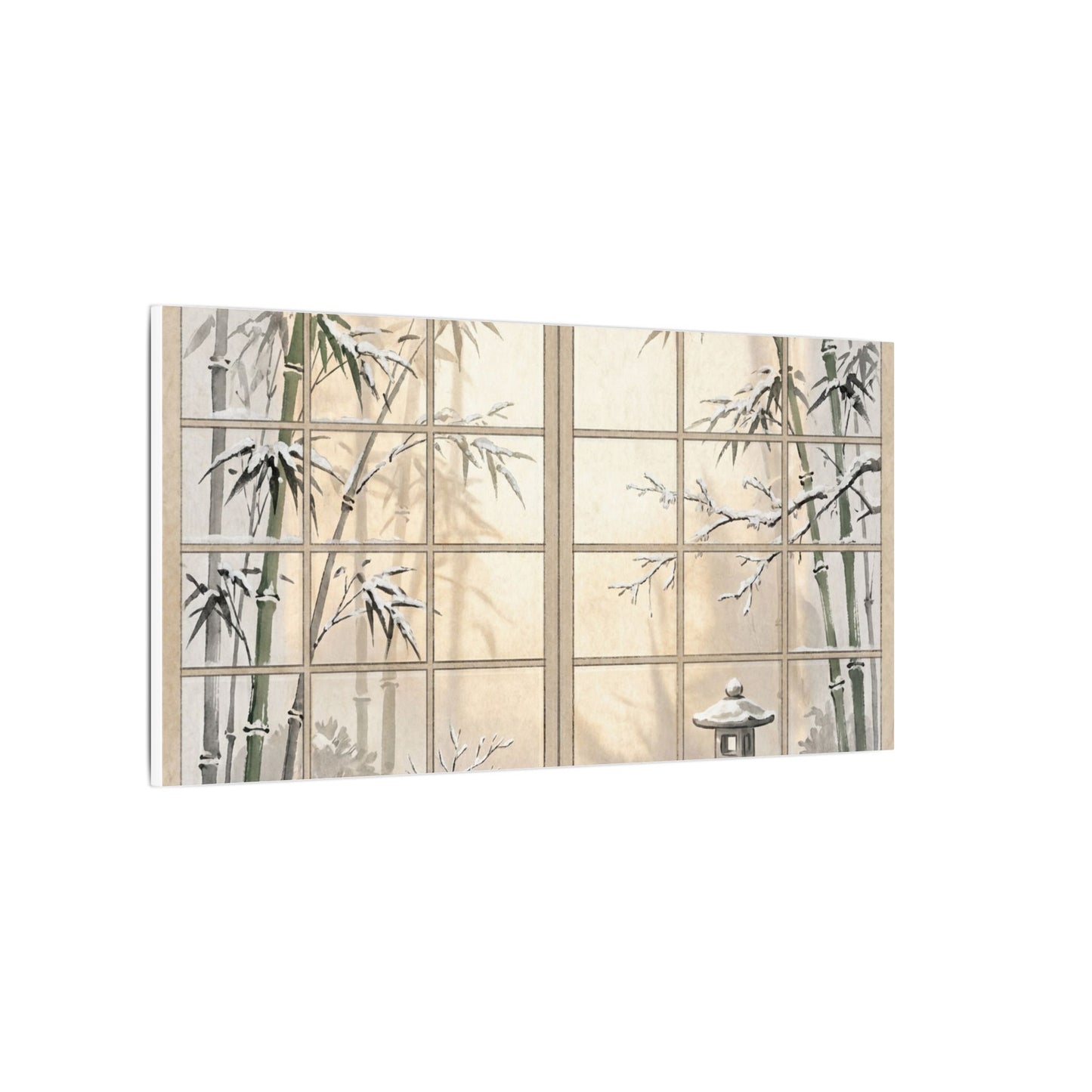 Winter Shoji Screen Sumi E Canvas Art | Tranquil Decor