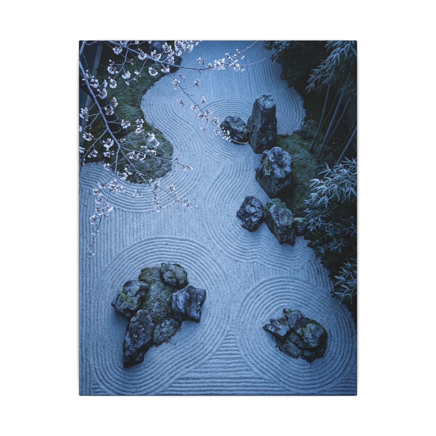 Contemplative Cherry Blossom Canvas Art - Karesansui Zen
