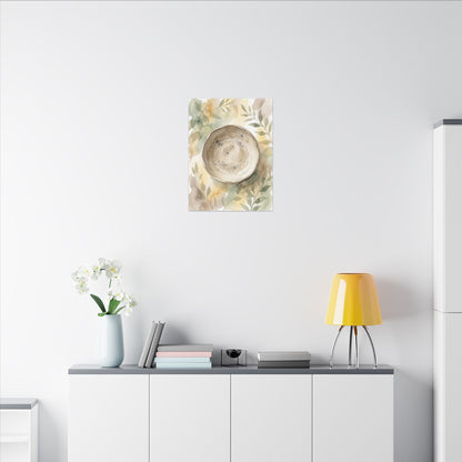 Ceramic Bowl Watercolor Canvas Art | Warm Japandi Art