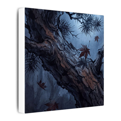 Atmospheric Pine Tree Canvas Art - Shadow Zen Dark Japandi