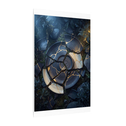 Resilient Broken Pottery Canvas Art - Gold Vein Kintsugi