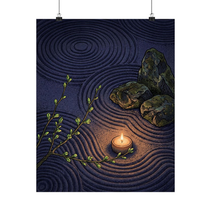 Rock Garden Wall Art Print | Spring Zen Ukiyo E Inspired Art