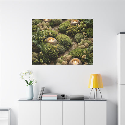 Moss Close Up Japanese Pattern Canvas Art | Neutral Japandi Art