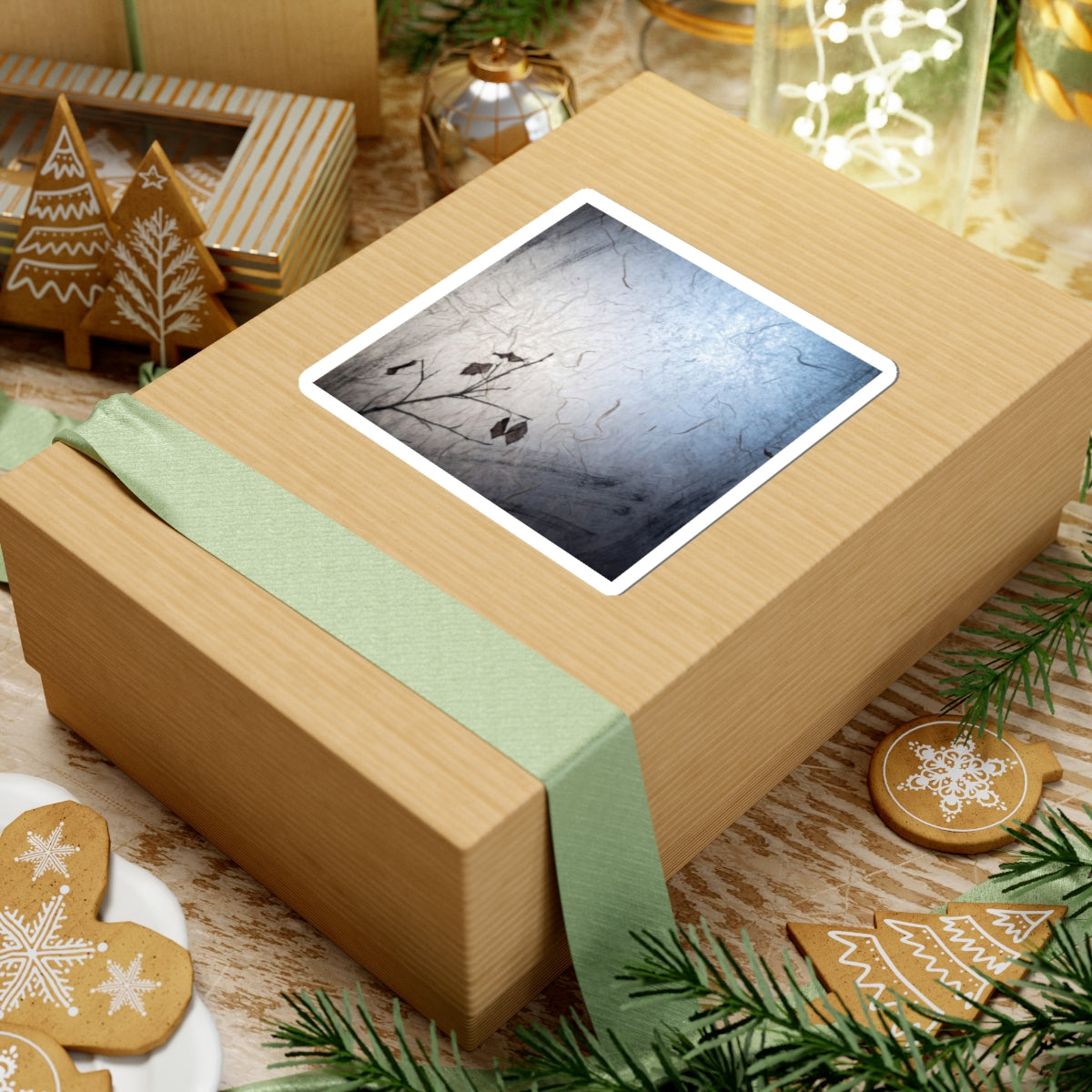 Shoji Screen Sticker | Winter Japandi Texture Art Art Print