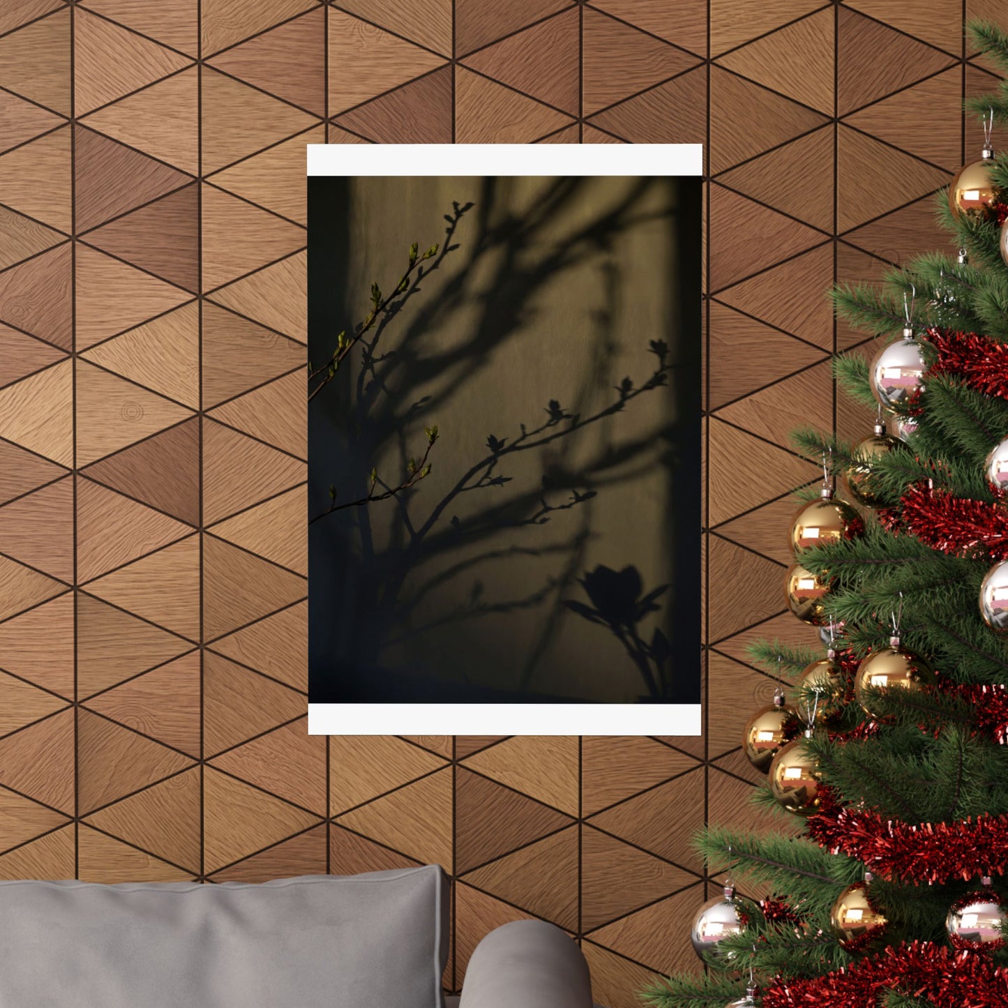 Spring Shadow Play Charcoal Ink Wall Art Print | Moody Decor