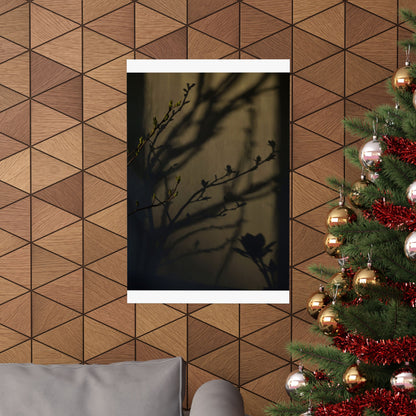 Spring Shadow Play Charcoal Ink Wall Art Print | Moody Decor