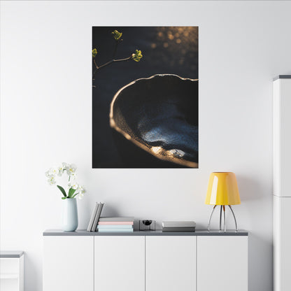 Ma Ceramic Bowl Canvas Art - Dark Japandi Shadow Zen