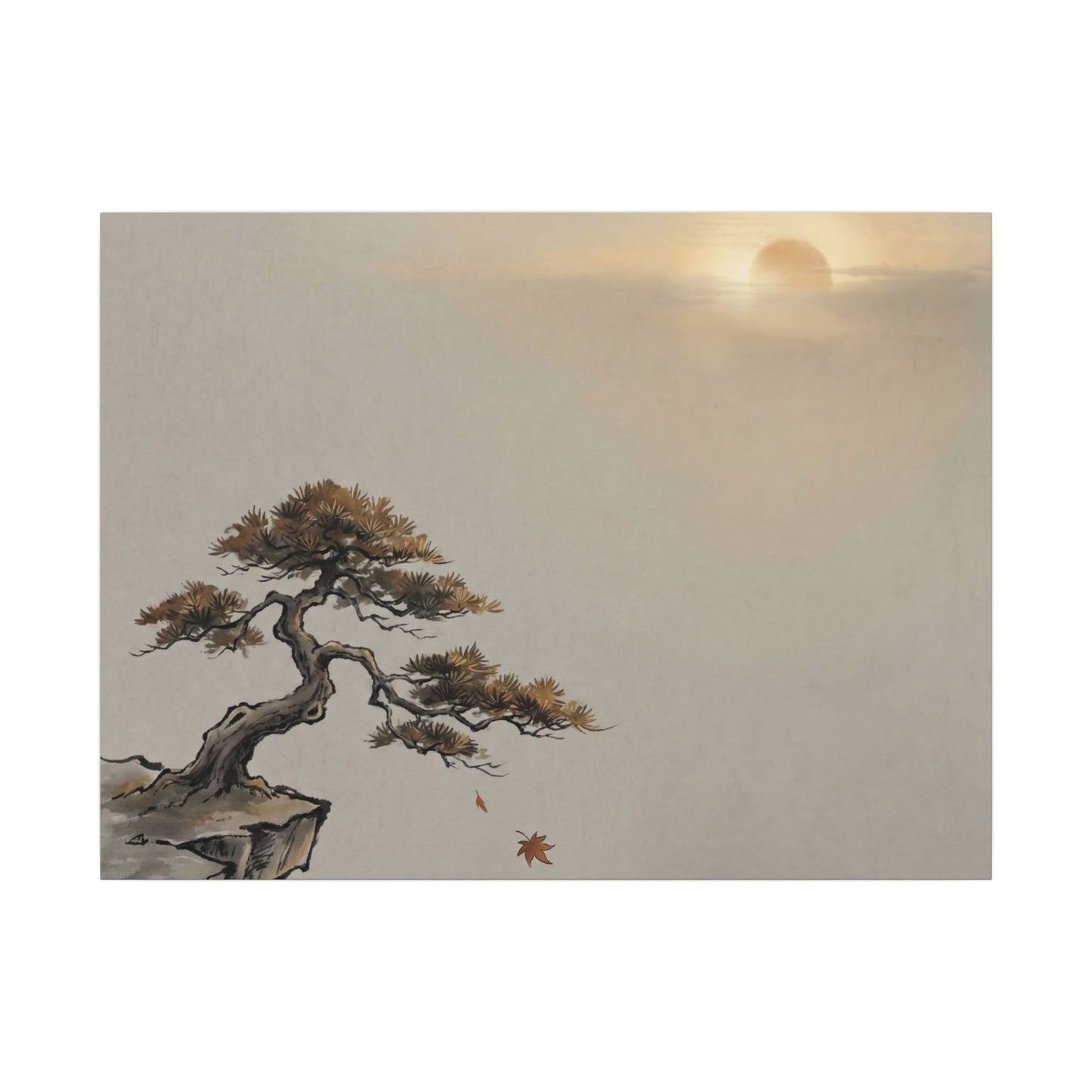 Pine Tree Canvas Art | Autumn Zen Karesansui Art Art Print