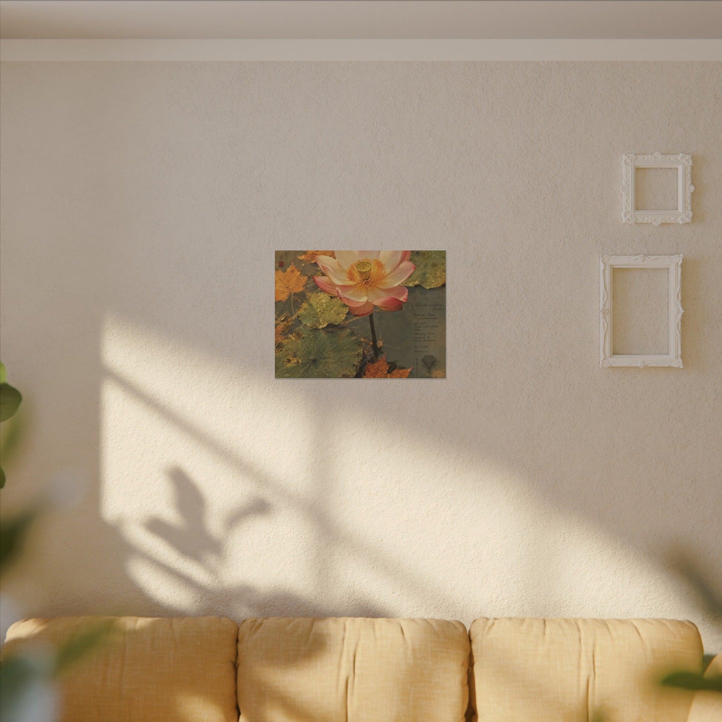 Autumn Lotus Flower Herbarium Canvas Art | Rustic Decor