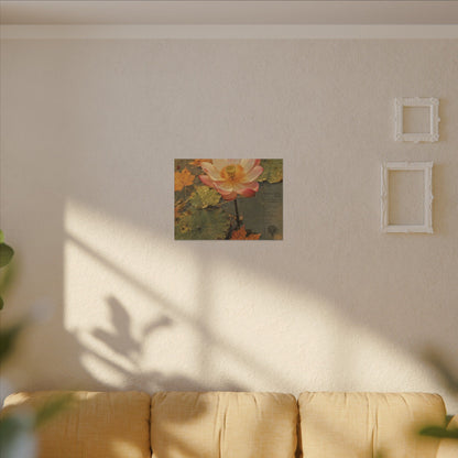 Autumn Lotus Flower Herbarium Canvas Art | Rustic Decor