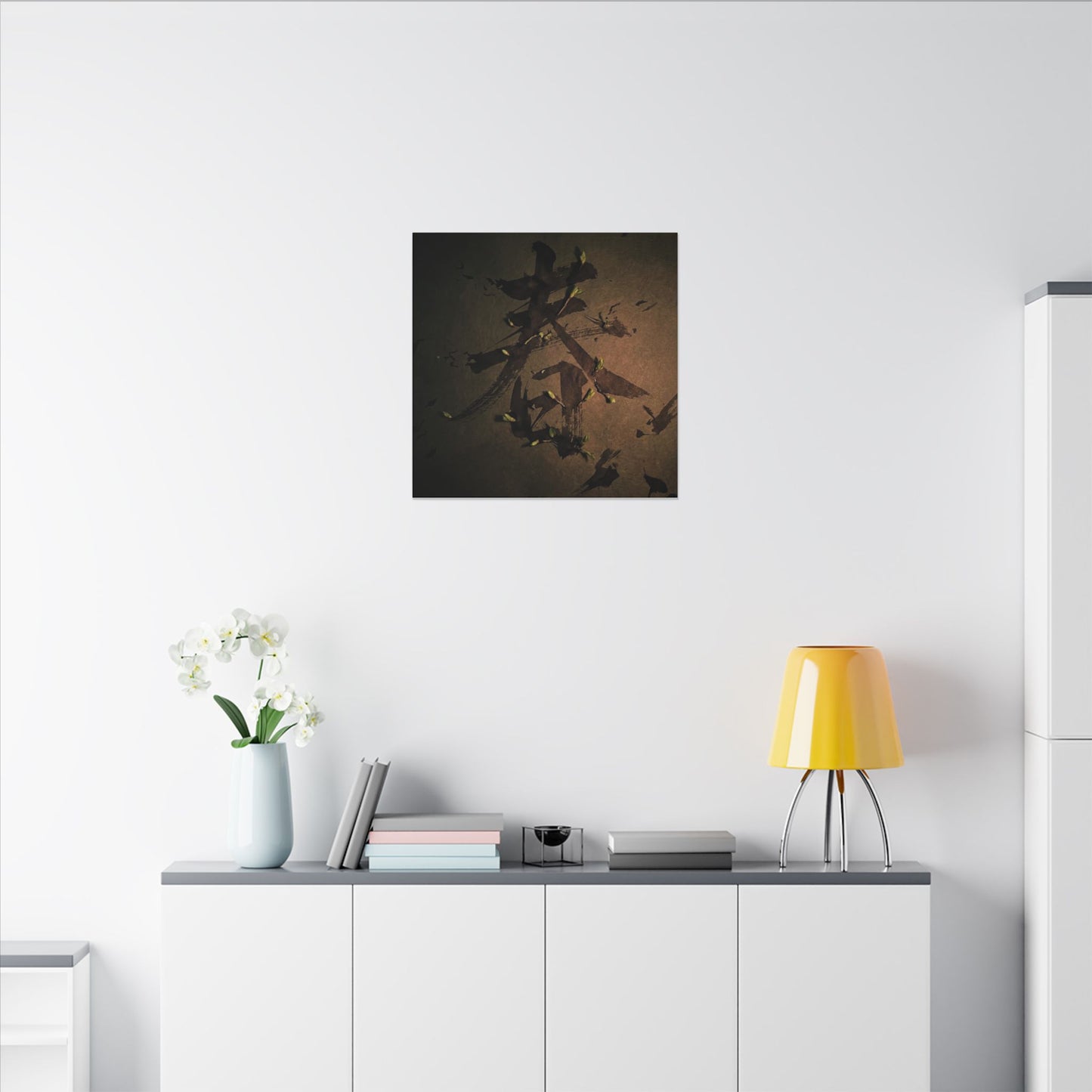 Calligraphy Shadow Zen Canvas Art | Bold Dark Japandi Art