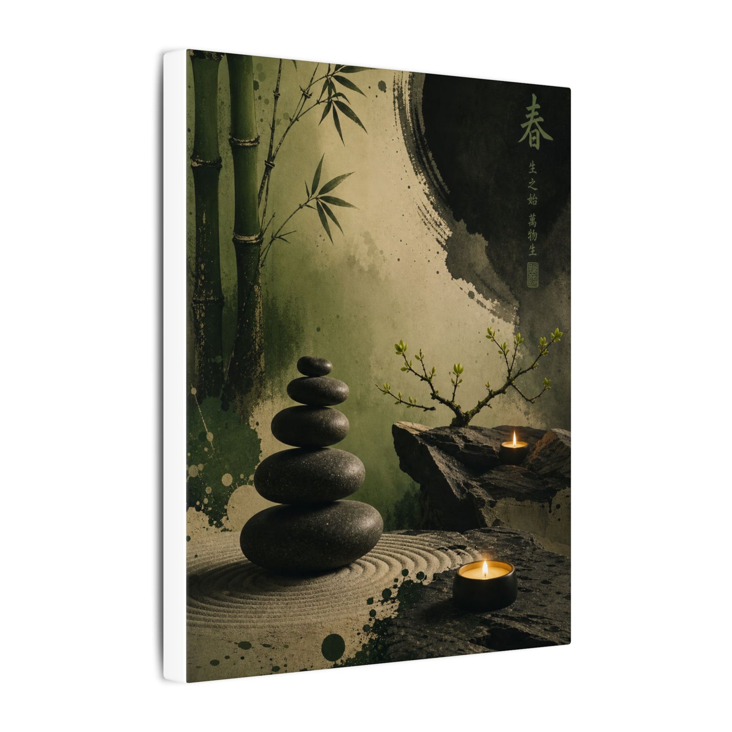 River Stones Spring Canvas Art | Zen Contemplative Design