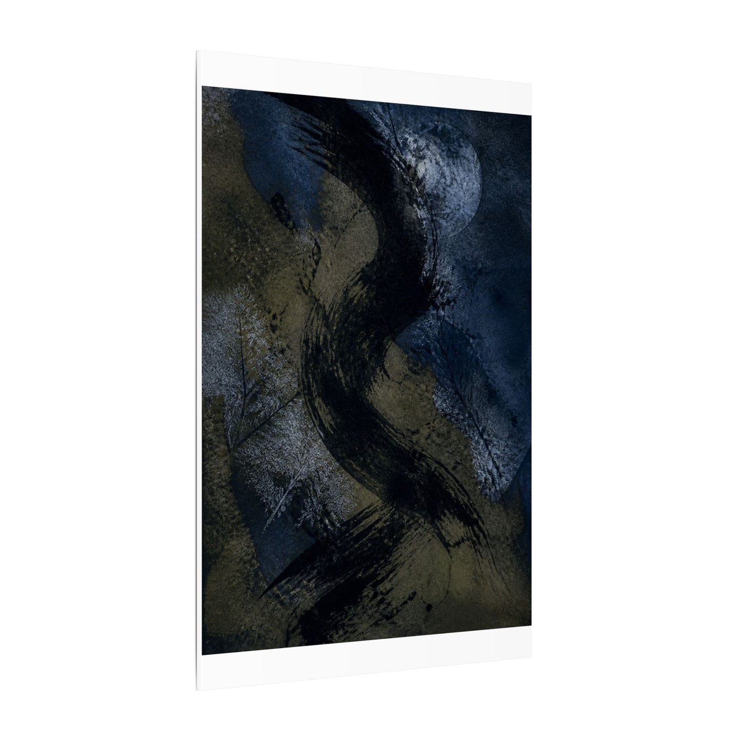 Shibui Ink Brushstroke Canvas Art - Dark Japandi Dark Texture