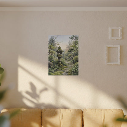 Neutral Stone Lantern Canvas Art - Watercolor Japandi