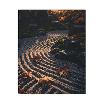 Rock Garden Moody Minimal Canvas Art | Bold Dark Japandi Art