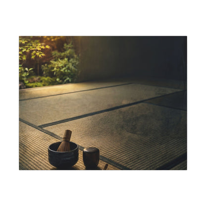 Dark Japandi Tea Ceremony in Golden Hour | Dark Texture Canvas Art Art Print