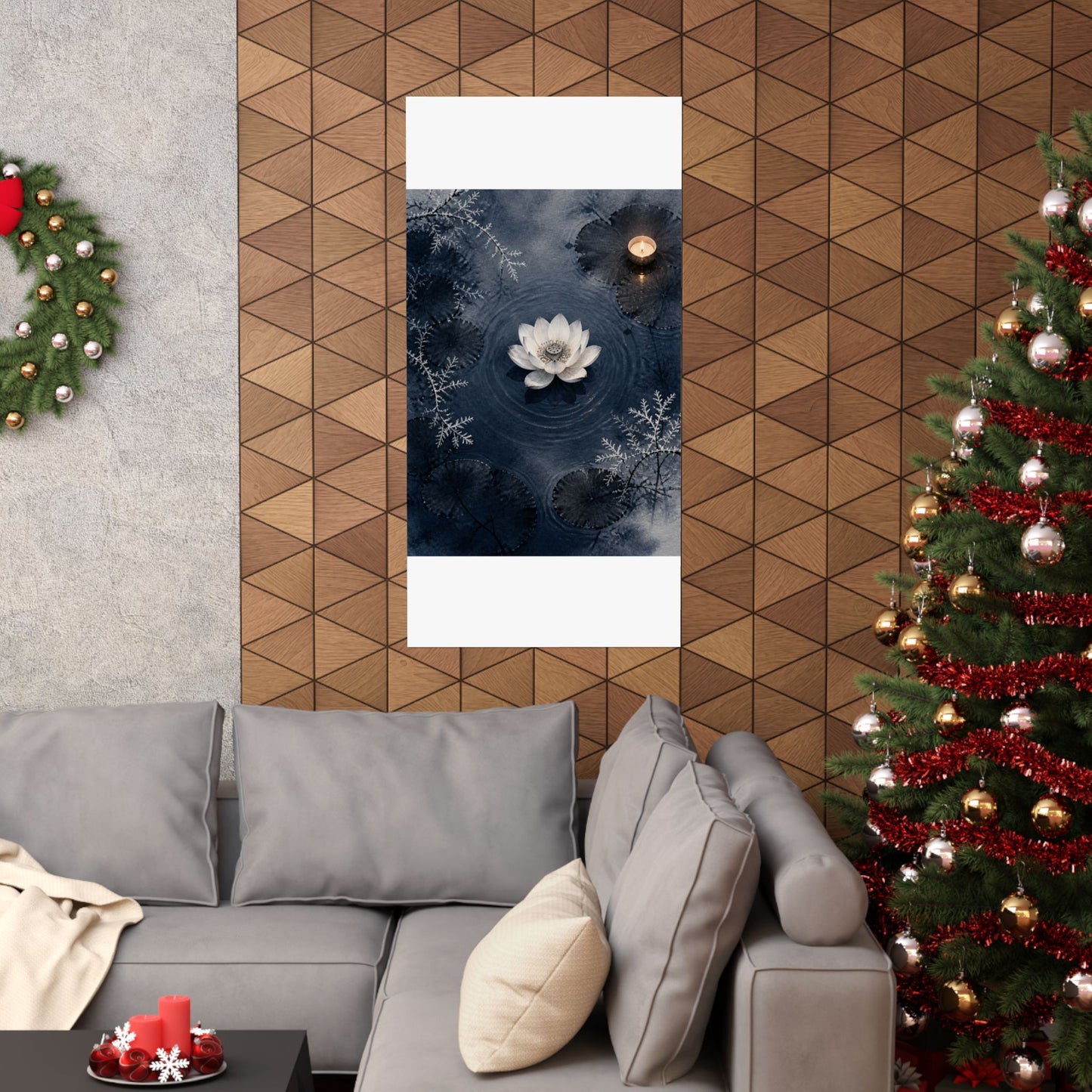 Lotus Flower Wall Art Print | Winter Zen Sumi E Art