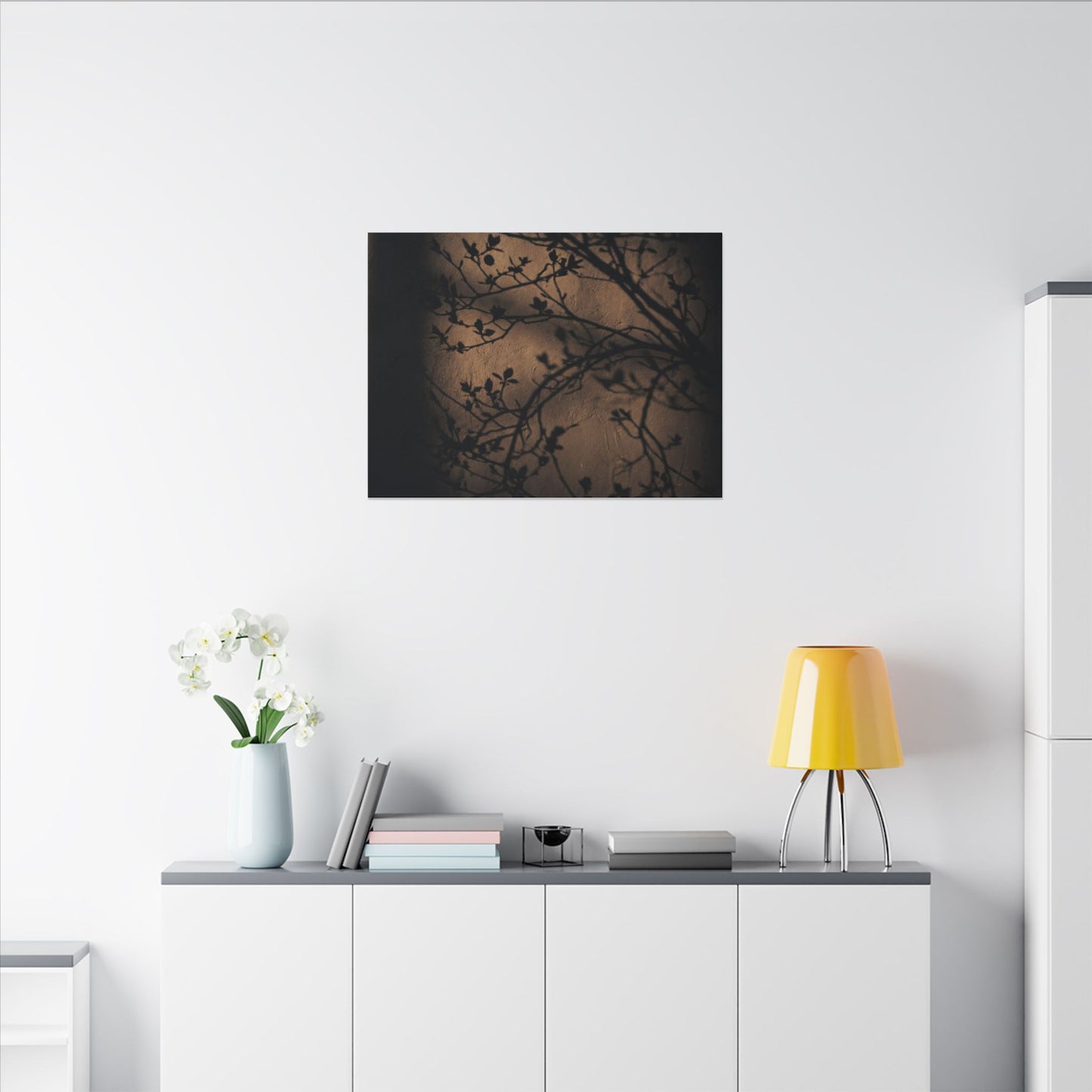 Dark Japandi Shadow Play in Golden Hour | Shadow Zen Canvas Art