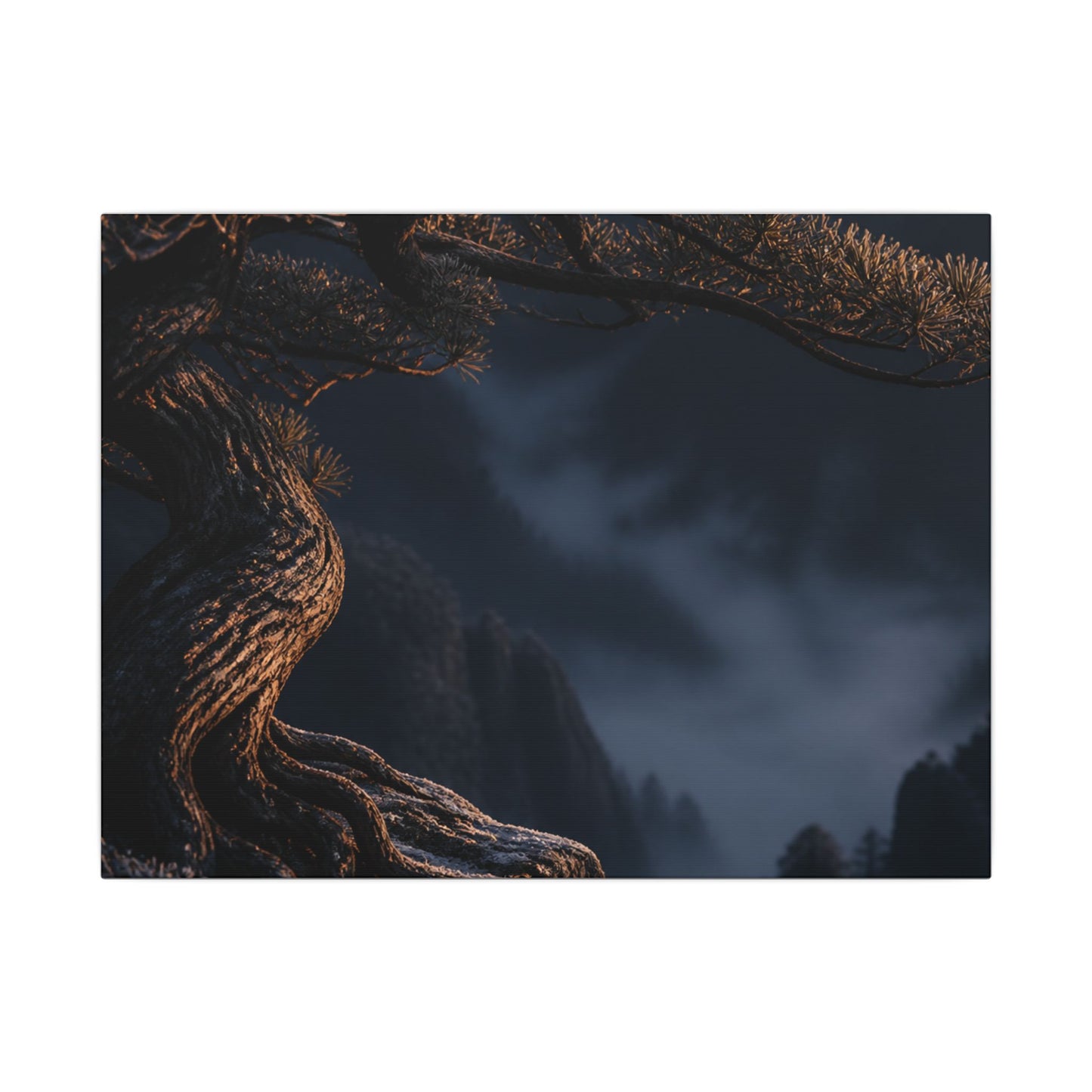Bold Pine Tree Canvas Art - Shadow Zen Dark Japandi