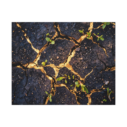 Spring Cracked Earth Crackle Gold Canvas Art | Healing Decor