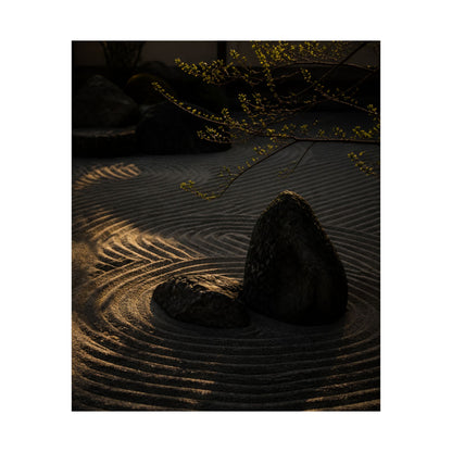 Golden Hour Rock Garden Wall Art Print - Dark Japandi Ma